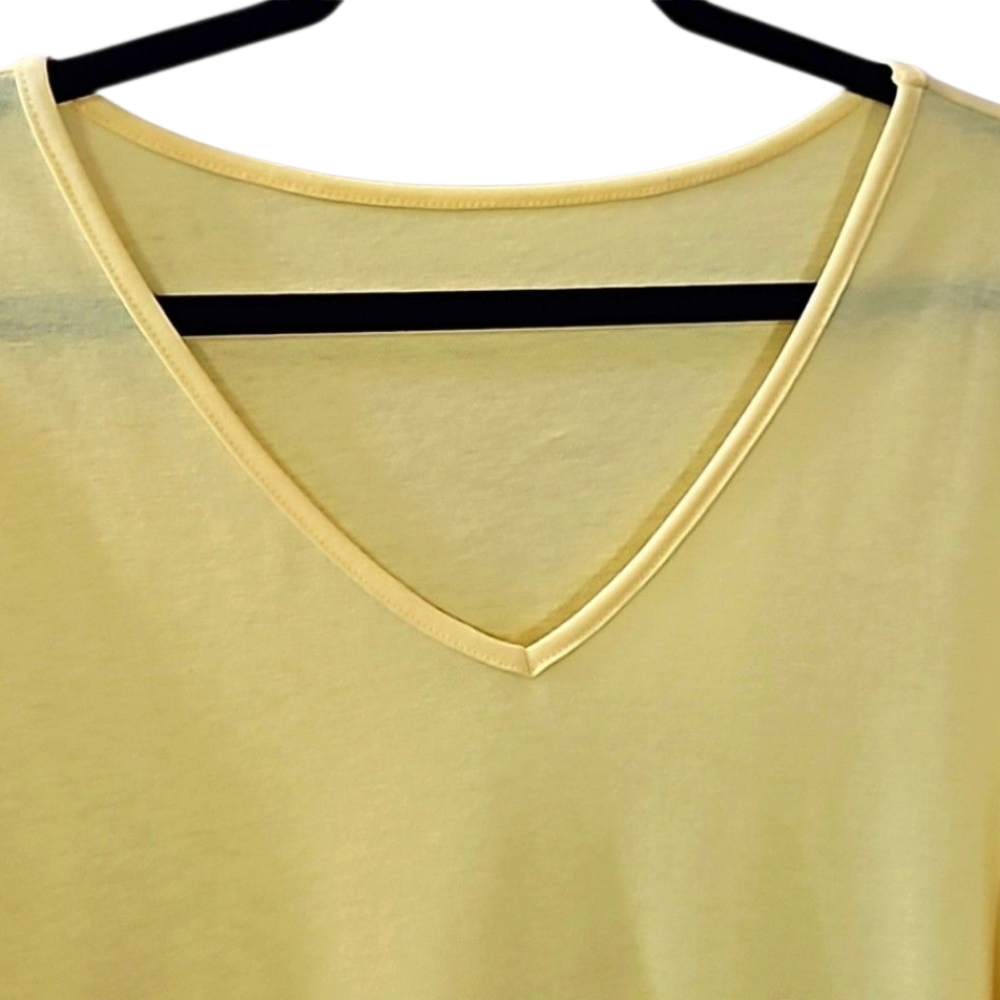 Women's Bright Yellow Double Ruffle Short Sleeve T-shirt Size XXL - Picture 4 of 10